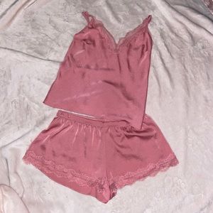 Victoria’s Secret Pink Lace Pajamas Set XS